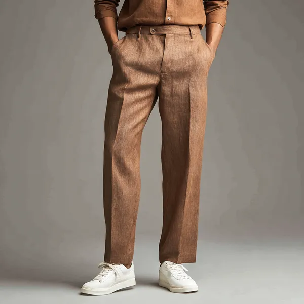 Light_Rust_Ultra-Breathable_Pure_Linen_Trousers_Men