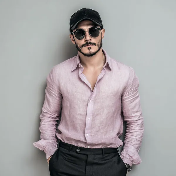 Stitchwa_Men's_Ash_Rose_Pure_100%_Linen_Shirt