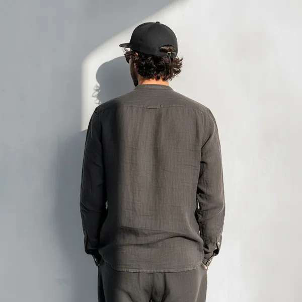 Dark_Gray_Pure_Linen_Shirt_For_Men