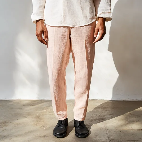 Peach_Pink_Pure_Linen_Resort_&_Beach_Wear_Trouser_For_Men