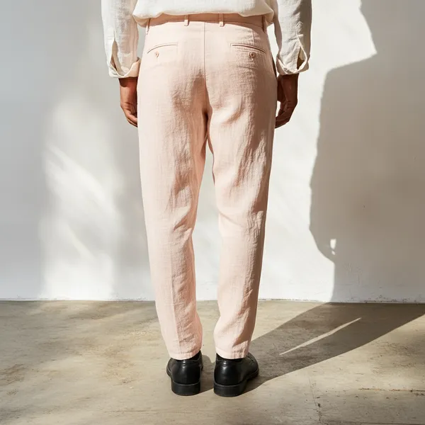Peach_Pink_Pure_Linen_Resort_&_Beach_Wear_Trouser_For_Men