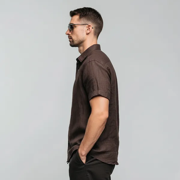 Light_&_Breezy_Dark_Brown_Half-Sleeve_Linen_Shirt_Men