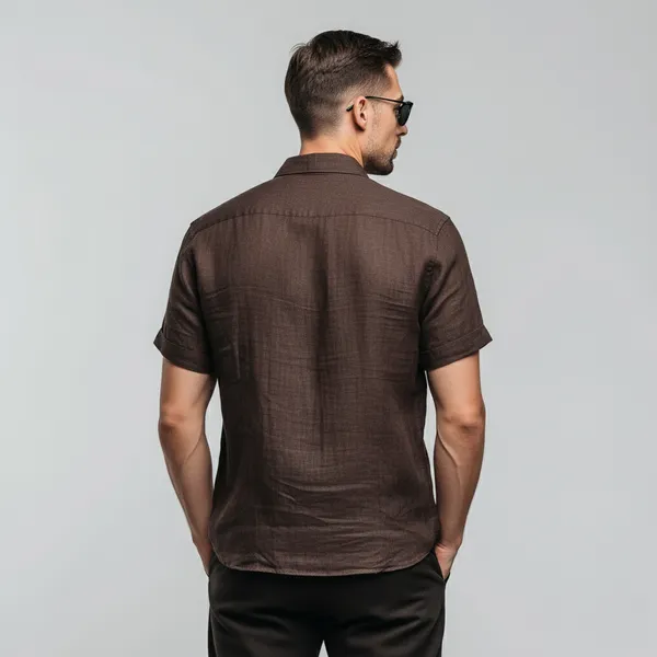Light_&_Breezy_Dark_Brown_Half-Sleeve_Linen_Shirt_Men