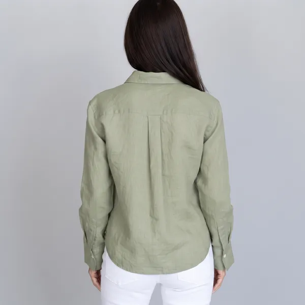Sage_Green_100%_Pure_Linen_Shirt_For_Women'S