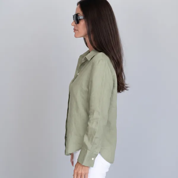 Sage_Green_100%_Pure_Linen_Shirt_For_Women'S