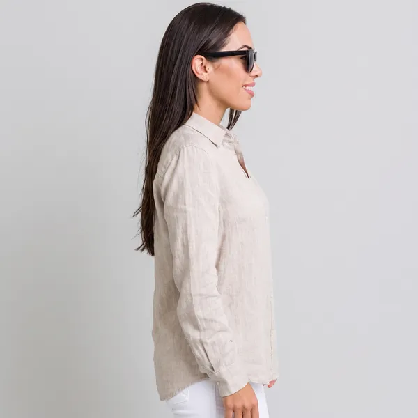 Stone_Beige_100%_Pure_Linen_Shirt_For_Women'S