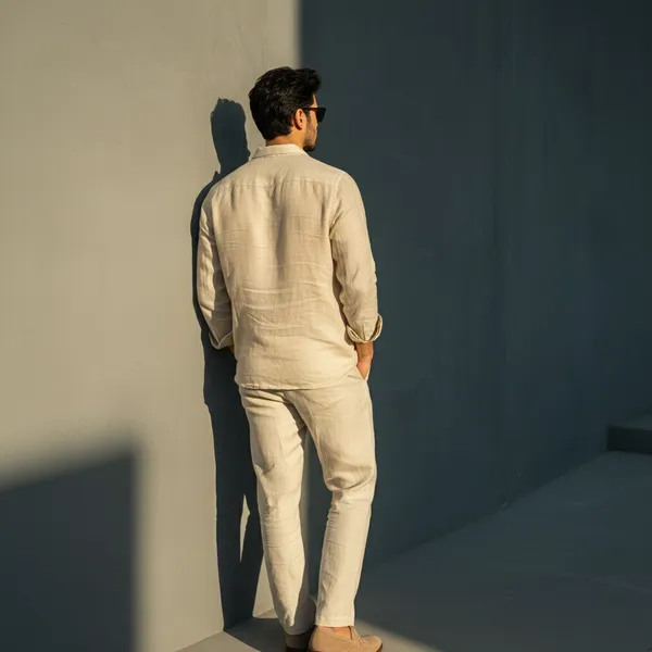 Beige_Pure_Linen_Shirt_For_Men