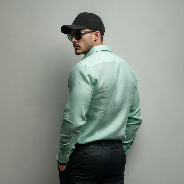 Men'S_Deep_Ocean_Pure_100%_Linen_Shirt