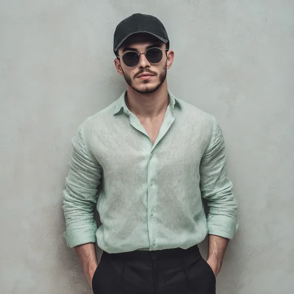 Classic_Light_Dusty_Green_Pure_100%_Linen_Shirt_For_Men'S