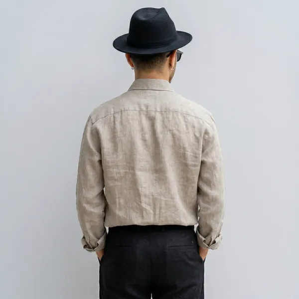 Men'S_Luxury_Beige__Pure_100%_Linen_Shirt