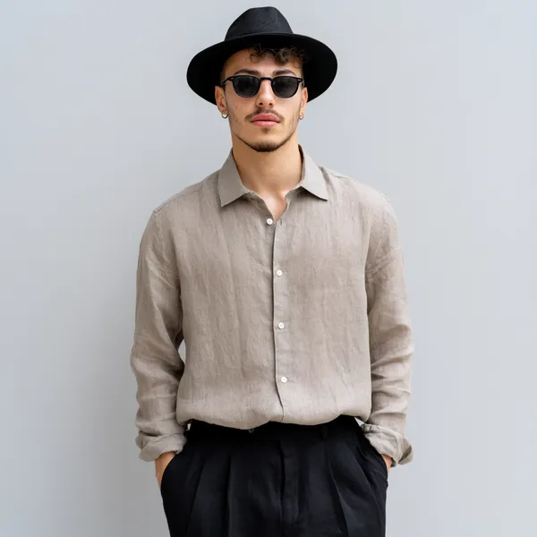 Men'S_Luxury_Beige__Pure_100%_Linen_Shirt
