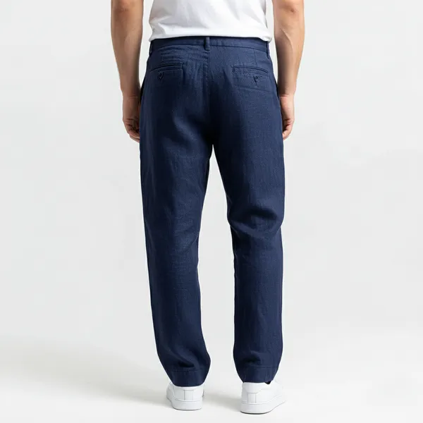 Navy_Blue_Pure_Linen_Resort_&_Beach_Wear_Trouser_For_Men