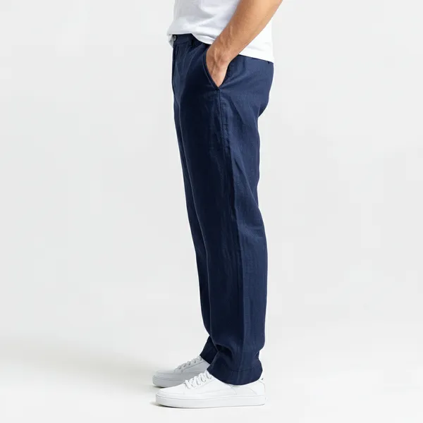 Navy_Blue_Pure_Linen_Resort_&_Beach_Wear_Trouser_For_Men