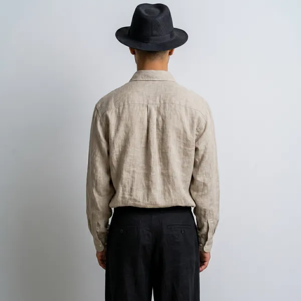 Men'S_Natural_Flax_Beige_Pure_100%_Linen_Shirt