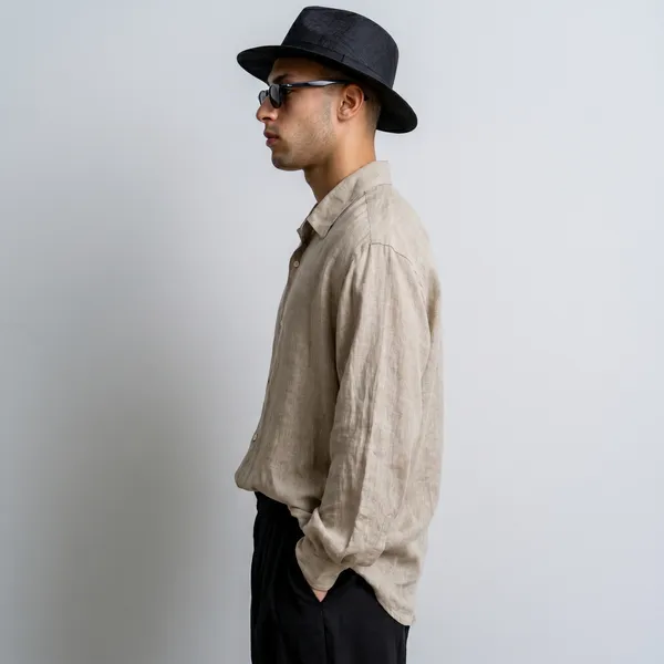 Men'S_Natural_Flax_Beige_Pure_100%_Linen_Shirt
