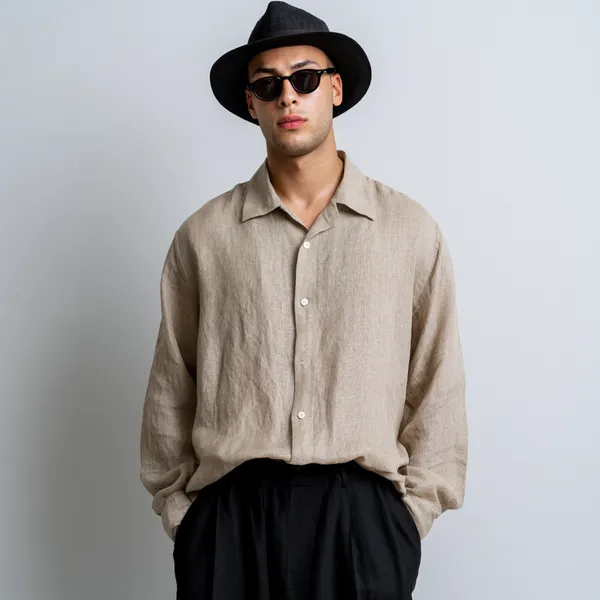 Men'S_Natural_Flax_Beige_Pure_100%_Linen_Shirt