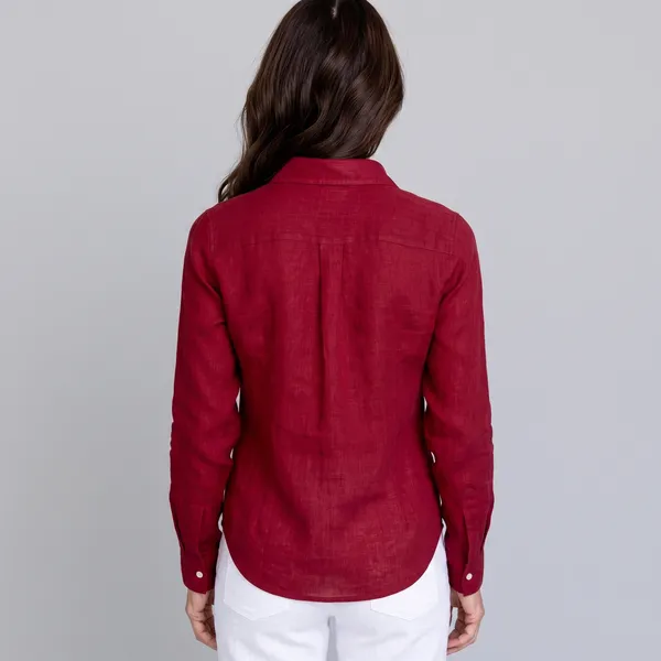 Wine_Red_100%_Pure_Linen_Shirt_For_Women'S