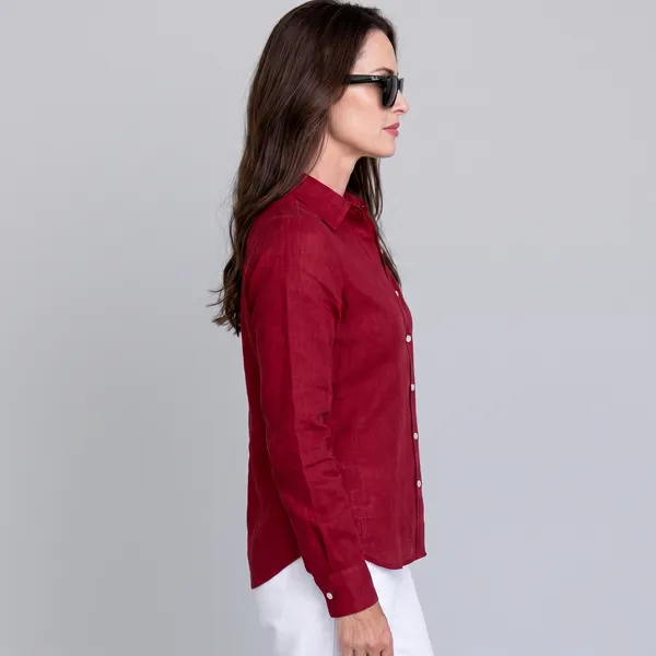 Wine_Red_100%_Pure_Linen_Shirt_For_Women'S