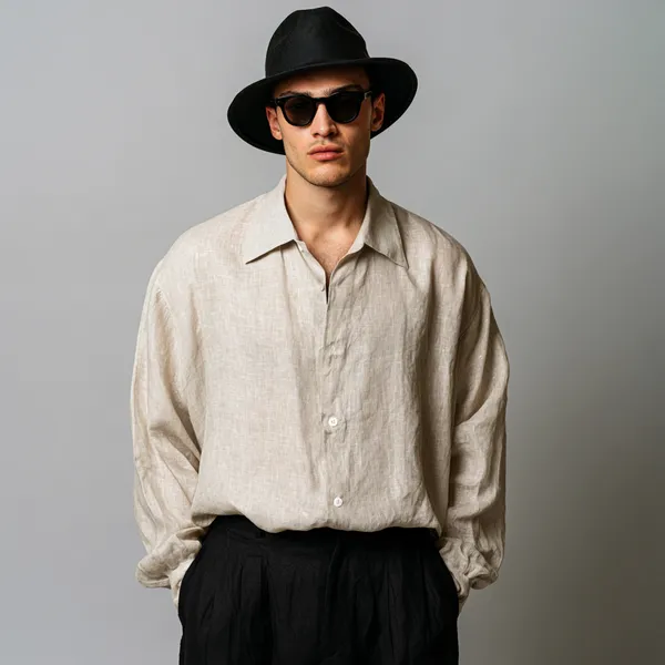 Men'S_Light_Tan_Beige__Pure_100%_Linen_Shirt