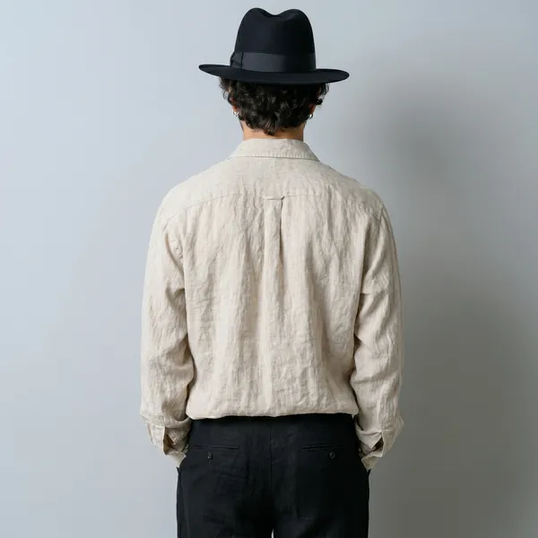 Men'S_Light_Ivory_Beige_100%_Pure_Linen_Shirt
