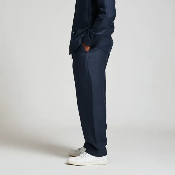 Dark_Blue_Pure_Linen_Resort_&_Beach_Wear_Trouser_For_Men
