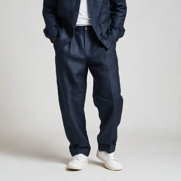 Dark_Blue_Pure_Linen_Resort_&_Beach_Wear_Trouser_For_Men