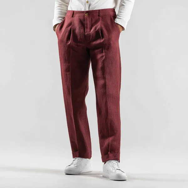 Merlot_Wine_Stay-Cool_Linen_Summer_Trousers_Men