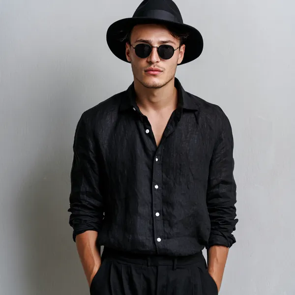 Classic_Black_Pure_100%_Linen_Shirt_For_men's