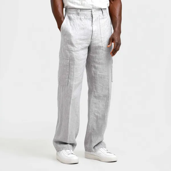 Silver_Pure_Linen_Resort_&_Beach_Wear_Trouser_For_Men