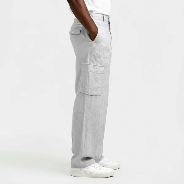 Silver_Pure_Linen_Resort_&_Beach_Wear_Trouser_For_Men
