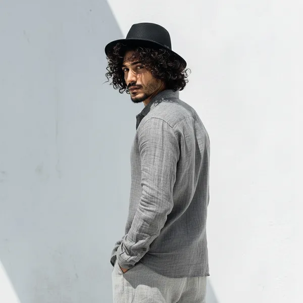 Men'S_Stone_Gray_Pure_Linen_Shirt