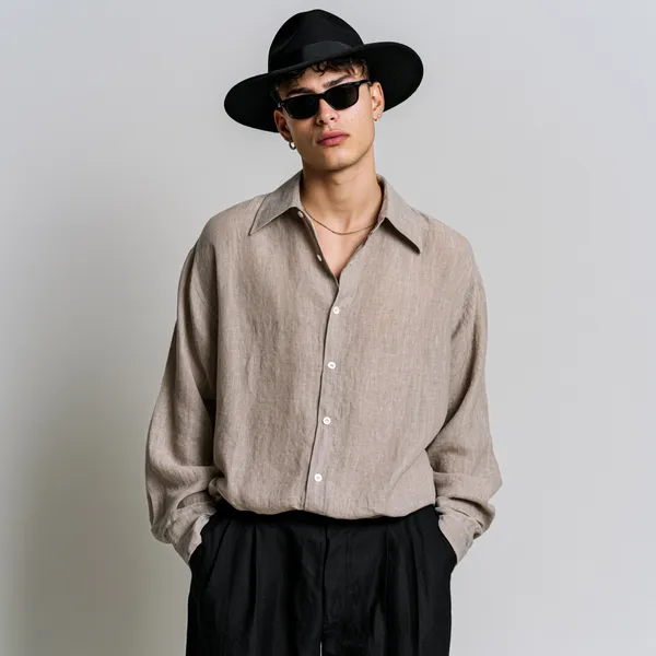 Men'S_Oatmeal_Beige_100%_Pure_Linen_Shirt