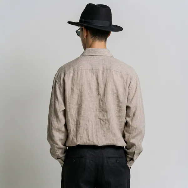 Men'S_Oatmeal_Beige_100%_Pure_Linen_Shirt