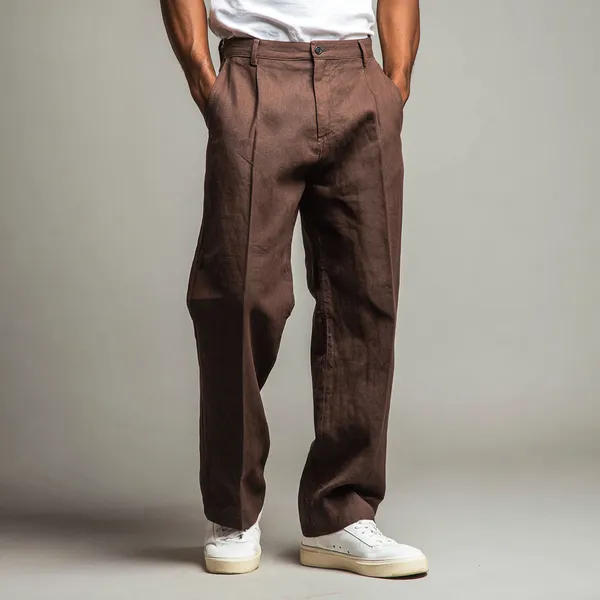 The_Linear_Dark_Walnut_Pure_Linen_Pant_For_Men