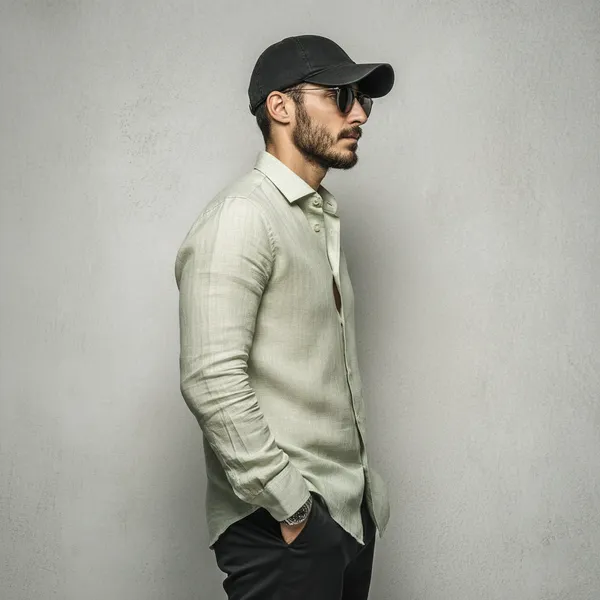 Classic_Ivory_Pure_Linen_Shirt_For_Men'S