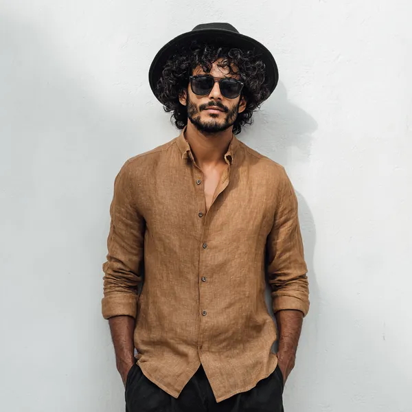 Men'S_Sand_Brown_Pure_Linen_Shirt
