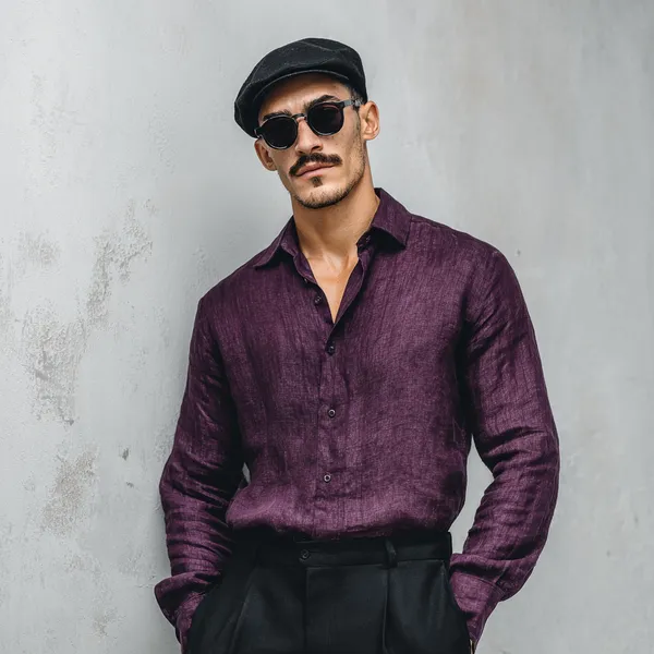Men'S_Softer_Purple_100%_Pure_Linen_Shirt