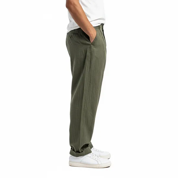 Military_Green_Pure_Linen_Resort_&_Beach_Wear_Trouser_For_Men