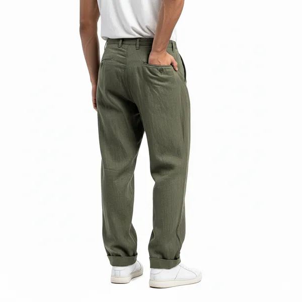 Military_Green_Pure_Linen_Resort_&_Beach_Wear_Trouser_For_Men