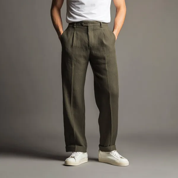 Dark_Olive_Green_Stay-Cool_Linen_Summer_Trousers_Men