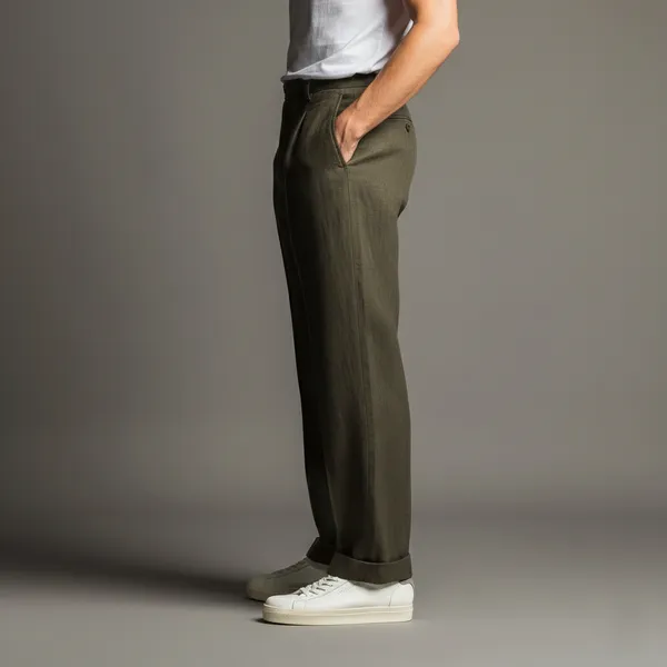 Dark_Olive_Green_Stay-Cool_Linen_Summer_Trousers_Men