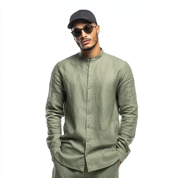 Olive_Green_Pure_Linen_Shirt_For_Men