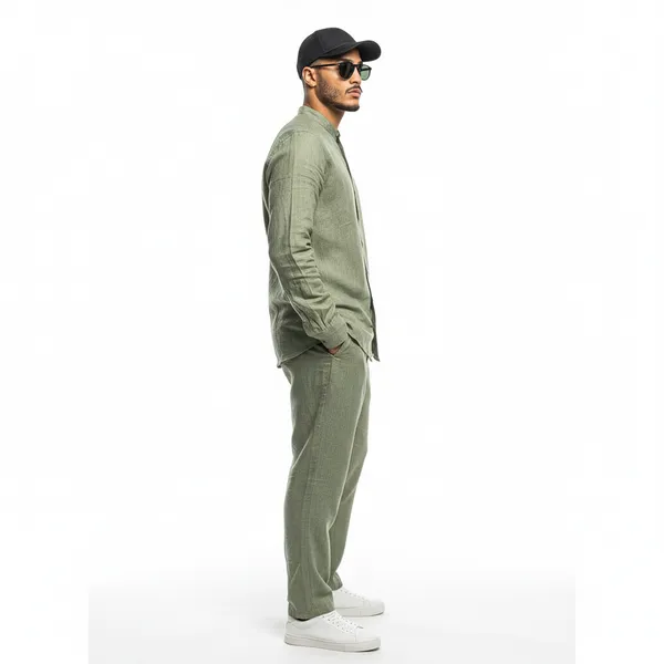 Olive_Green_Pure_Linen_Shirt_For_Men