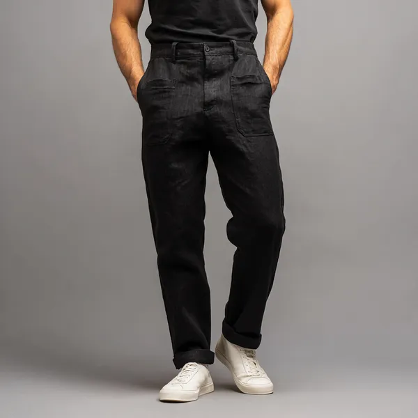 Black_Pure_Linen_Resort_&_Beach_Wear_Trouser_For_Men