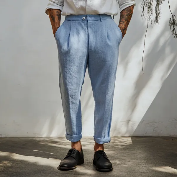 Sky_Blue_Pure_Linen_Resort_&_Beach_Wear_Trouser_For_Men