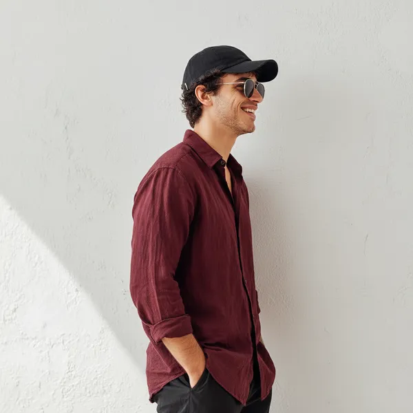 Burgundy_Pure_Linen_Shirt_For_Men