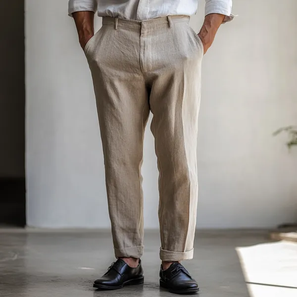 Beige_Pure_Linen_Resort_&_Beach_Wear_Trouser_For_Men