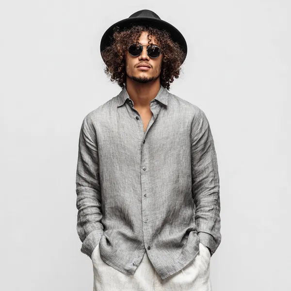 Silver_Pure_100%_Linen_Shirt_For_Men'S