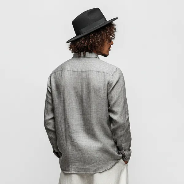 Silver_Pure_100%_Linen_Shirt_For_Men'S