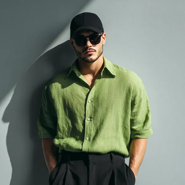 Men'S_Mint_Green_Pure_Linen_Shirt